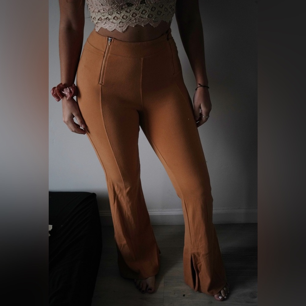 Orange flare pants (stretchy material)